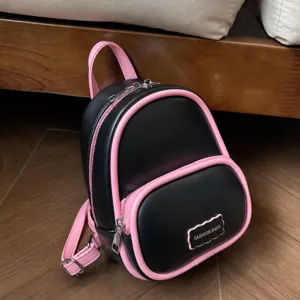 Women mini color-contrast backpack spring summer new trendy fashion versatile small daypack bags.