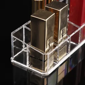Organizzatore per Rossetto in Acrilico Trasparente 12 Griglie Portatrucchi Supporto Espositore Cosmetico Scrivania