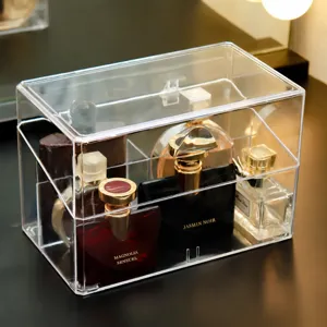Transparente Parfum Aufbewahrungsbox Acryl Kosmetik Organizer Mit Staubdichtem Deckel Klarem Make Up Display Ständer Desktop Etui