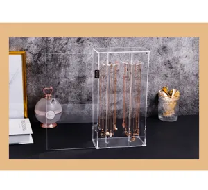 Transparenter Acryl drehbarer Halsketten Display Ständer Vitrine mit Haken für Schmuckketten.