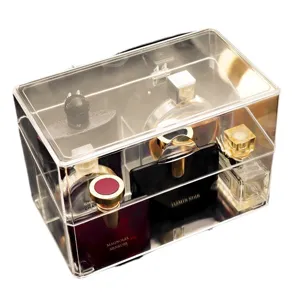 Transparenter Acryl Parfüm Organizer, doppelseitige Kosmetik Aufbewahrungsbox für Kommode.