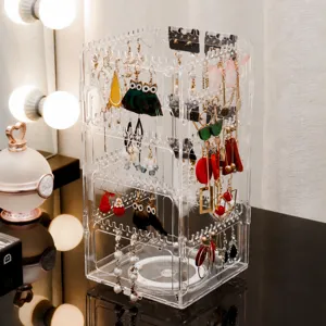 Espositore per Gioielli Girevole Multilivello Portaoppini in Plastica Organizer da Scrivania per Donne Conservazione Domestica