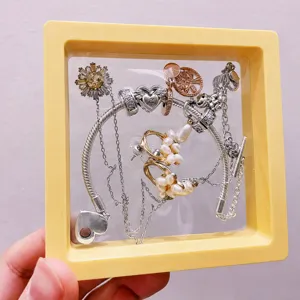 Anti-oxidation PE film jewelry storage box transparent floating display frame for necklaces earrings