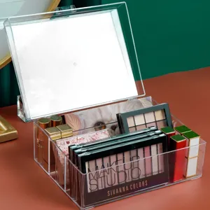 Transparente Make-up Aufbewahrungsbox mit Deckel Kosmetik Organizer für Paletten Lippenstift