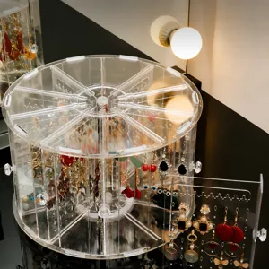 Transparenter Acryl drehbarer Schmuckorganizer große Kapazität Ohrring und Halskette Regal.