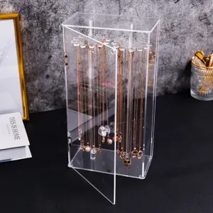 Transparenter Acryl rotierender Halskettenständer Schmuckständer Organizer Modern