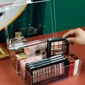 Klare Acryl Make-up-Organizer Box mit Deckel für Lidschatten Lippenstifte Aufbewahrung