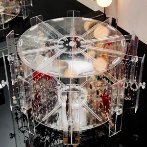 Transparenter Acryl Drehbarer Ohrring Organizer 360 Grad Schmuck Display Ständer Turm
