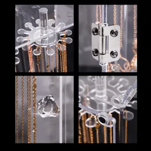 Transparente Acryl Kletterketten-Organizer Box mit 24 Haken, Scharnieren und Magnet.