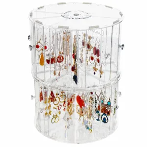 Großer transparenter Acryl drehbarer Ohrring Schmuck Organizer Ständer Display Halterung