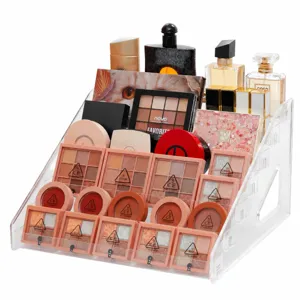 Organizador de cosméticos de acrílico transparente estante de maquillaje para sombra de ojos