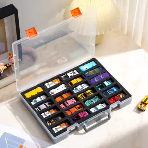 Boîte de Rangement en Plastique Transparent Portable Organisateur de Vitrine de Voiture Jouet Portable pour Voitures Modèles en Alliage Miniature