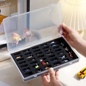 Transparente staubdichte Aufbewahrungsbox mit Schaumstoffeinlage für 1:64 Miniaturen.