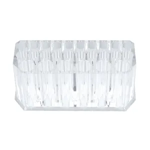 Clear acrylic 26-hole makeup brush holder and cosmetic organizer desktop display stand.