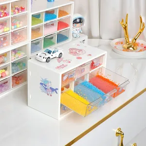 Caja de almacenamiento de escritorio de 9 cajones transparente para abalorios y accesorios.
