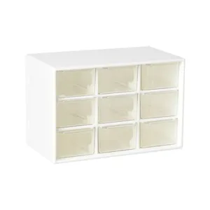 Caja de almacenamiento de escritorio de 9 cajones transparentes para cuentas y accesorios DIY.