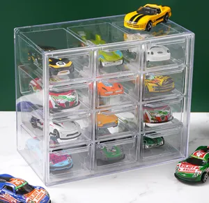 Scatola di immagazzinaggio trasparente in plastica per auto, vetrina a cassetti per modellini 1:64.