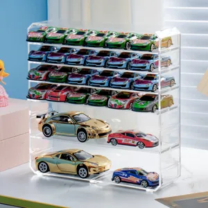 Vitrina de acrilico transparente 1:64 para coche, estante de exhibicion en miniatura.