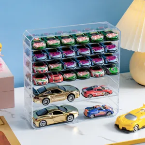 Caja de almacenamiento de modelo de coche de aleación 1:64, soporte de exhibición de acrílico.