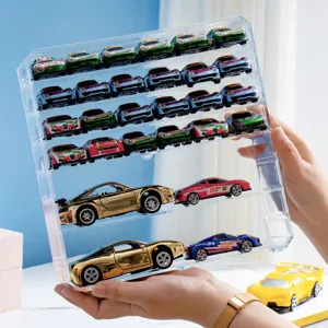 Vitrina expositor de acrílico transparente para coches de juguete a escala 1:64 y soporte.