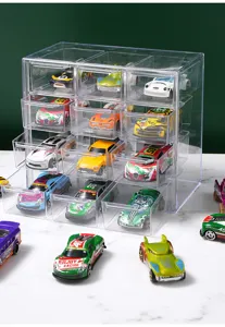 Scatola di immagazzinaggio in acrilico trasparente per auto giocattolo 1:64, espositore a strati.