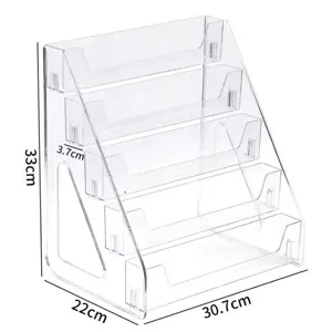 Clear acrylic 4-tier desktop storage display rack for cosmetics and makeup palettes.