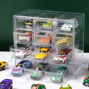 Scatola di immagazzinaggio trasparente in acrilico per modellini di auto in scala 1:64.