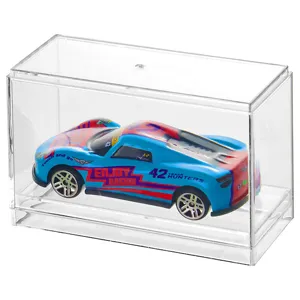 Vetrina in acrilico trasparente per modellini auto, scatola portaoggetti impilabile.