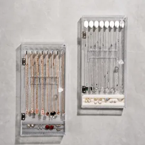 Boite De Rangement Bijoux Murale Acrylique Transparent Collier Boucle d Oreille Vitrine Box
