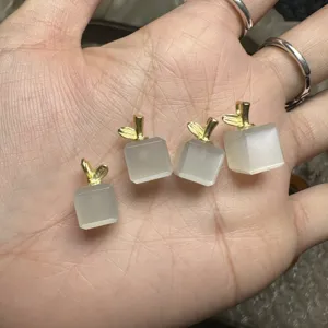 Natürlicher Mondstein Geschenkschachtel Anhänger Silber Eingelegt Tropfen Charm DIY Schmuck Zubehör Mode Damen Anhänger Geschenk