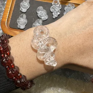 Natural White Crystal Zodiac Snake Pendant DIY Jewelry Making Charm Carved Crystal Animal Figurine Handcrafted Accessory