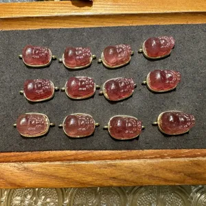 Natural Strawberry Quartz Pixiu Pendant Crystal Auspicious Beast Charm For Jewelry DIY Bracelet Necklace Making Accessories
