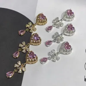 DIY heart zircon crystal jewelry accessories charm pendants for handmade bracelets.