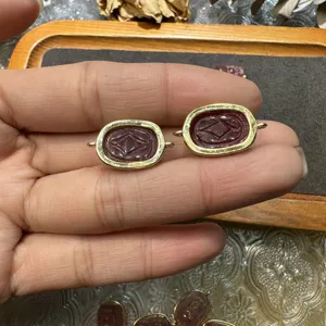 Cherry red strawberry quartz double eared carved gemstone jewelry accessory for wholesale