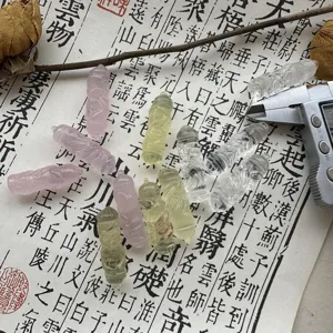 Crystal Wenchang Brush Carving Rose Quartz White Lemon Yellow Crystal Mineral Specimen Detail