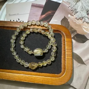 Natürlicher Rutilquarz Kupfer Galvanisiert Metallzubehör Tai Sui Talisman Armband Zubehör Anhänger