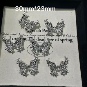 Tibetan silver butterfly charms vintage filigree metal jewelry making DIY findings 30x23mm