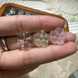Natural crystal five petal flower loose beads DIY jewelry accessories making supply bulk wholesale