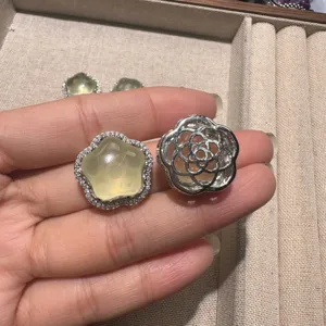 Alloy Crystal Flower Star DIY Jewelry Accessories Antique Silver Lemon Yellow Pink Crystal Charms For Craft Making