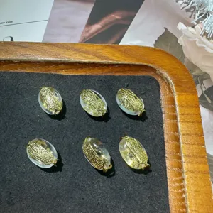 Natürlicher weißer Kristall 14K vergoldete Tai Sui Amulett Perlen Armband Schmuckzubehör