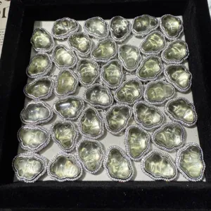 Lemon quartz cloud crystal DIY jewelry accessories, sparkling rhinestone bezel pendant charms.