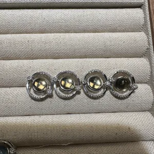 Exquisite natural citrine spinning ring bracelet link, elegant sterling silver pave diamond.