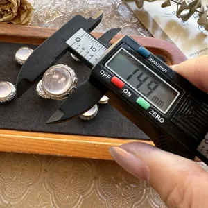 S925 Sterling Silver Rose Quartz Pendant DIY Component Precision Measurement Detail Shot