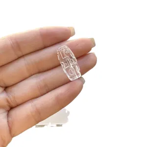 Natural white crystal nine-eye Dzi bead pendant DIY bracelet jewelry accessory clear quartz.