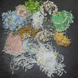 Handmade colorful glass seed bead fringe tassels crystal drop charms for jewelry and bag decor.