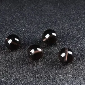 Perles rondes en obsidienne noire naturelle pour bijoux DIY, perles de pierres précieuses en vrac.