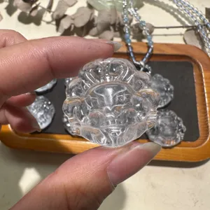 Natural clear crystal carved pendant DIY bracelet accessory gemstone jewelry making item
