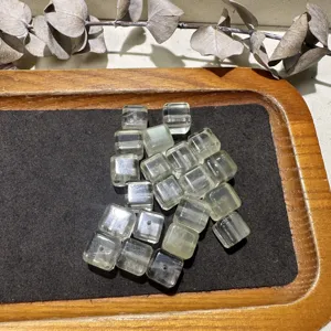 Natural crystal cube loose beads clear square gemstone charms for DIY jewelry making supplies