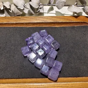 Natural amethyst crystal cube beads for DIY jewelry making, sparkling purple square loose beads.
