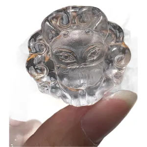 Natural crystal carved mystical beast pendant DIY bracelet accessory transparent charm